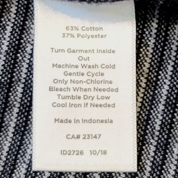 Talbots Navy Blue & White Gingham Tie Elbow Sleeve Blouse Size L - Picture 7 of 7